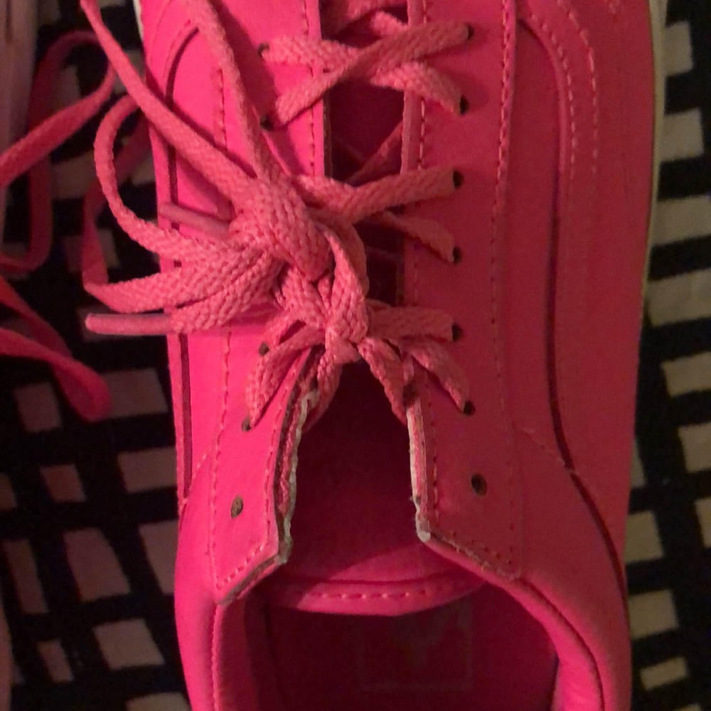 Neon Pink Leather Vans Size 9 - Picture 5 of 16